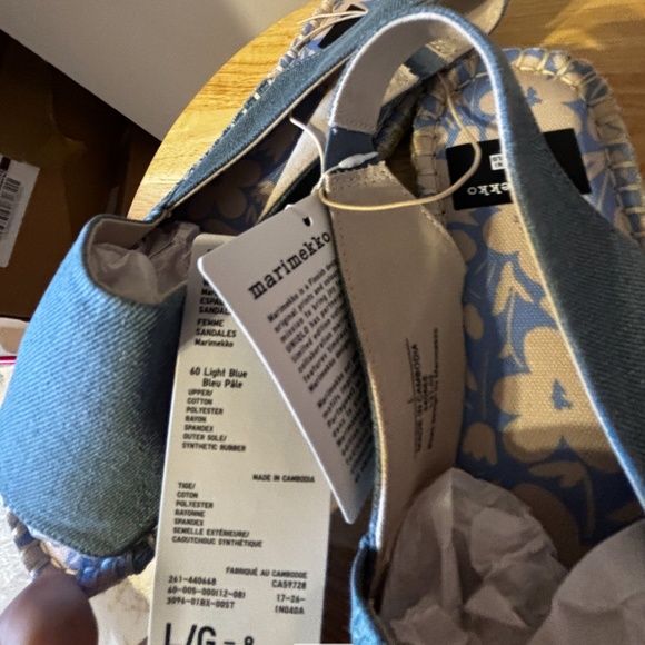 Marimekko & Uniqlo collab denim blue open toe espadrilles flats NWT - Picture 6 of 10